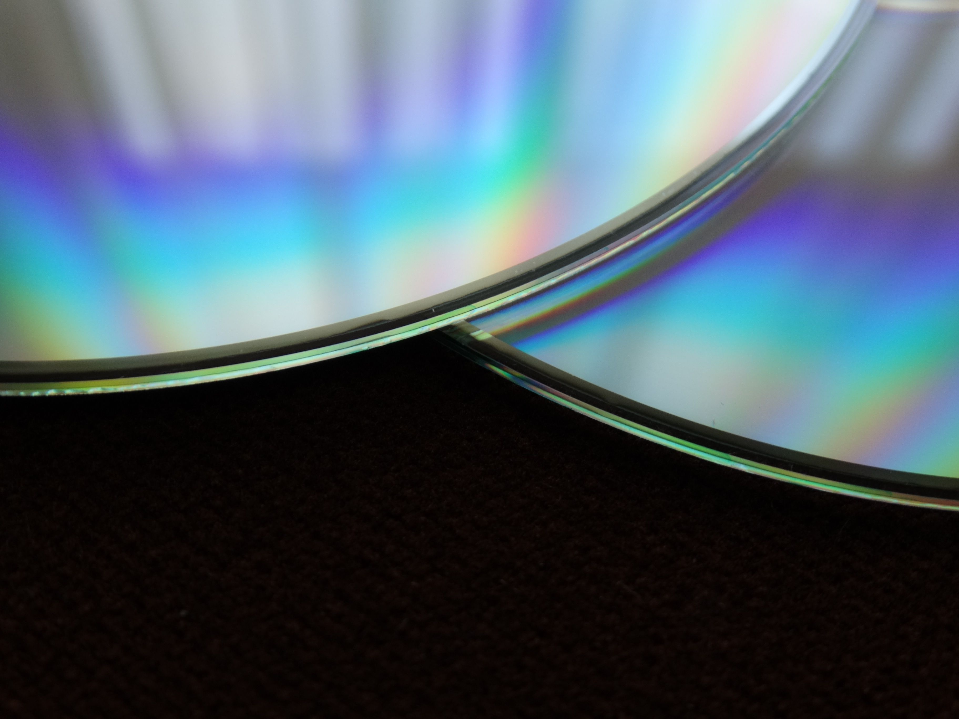 Close-up of an optical disc surface